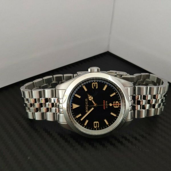 Borealis Adraga Stainless Steel Miyota 90S5 black dial old Radium