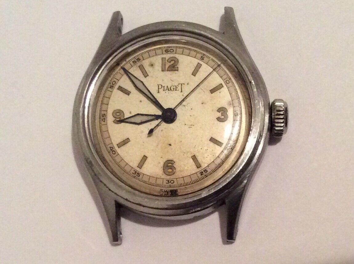 Estate Vintage Piaget Military Stainless Steel Luminous Hands