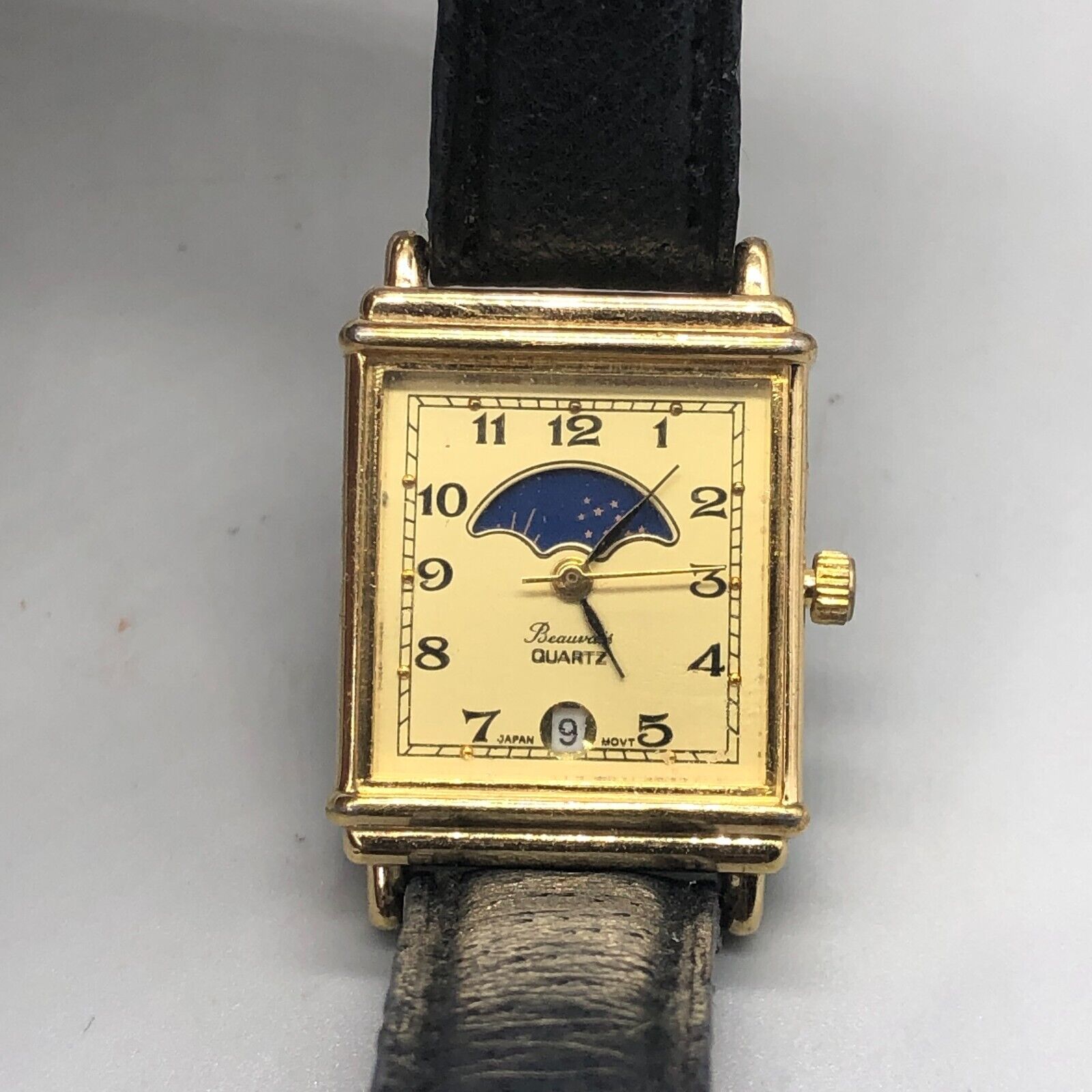 Vintage Mathey Tissot Moon Phase Watch Women Gold Tone Beauvais