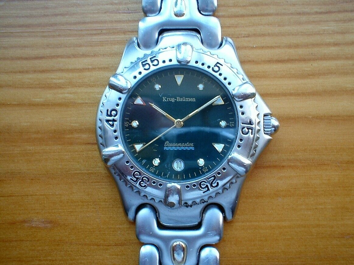 Krug-baumen+Men+Sportsmaster+7186G+WR+Chronograph+Watch+SS+Bracelet for  sale online