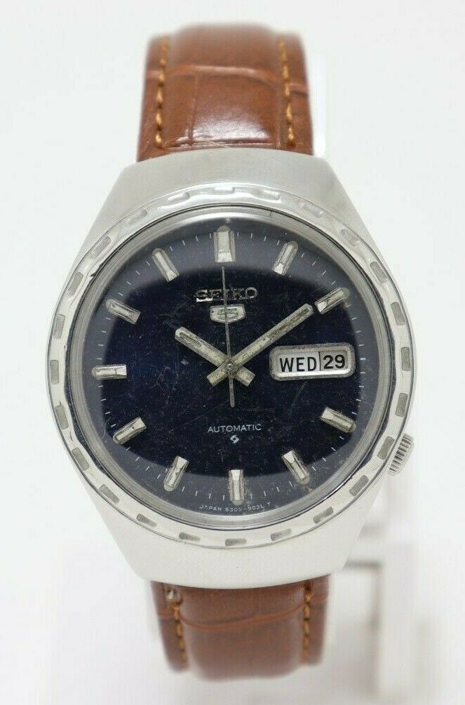 ◆大型◆壁掛時計◆80cm◆ブラウン◆B-2506IN2◆ 70's Vintage Seiko 5 Automatic Movement 6309-9030 Japan Made Men's