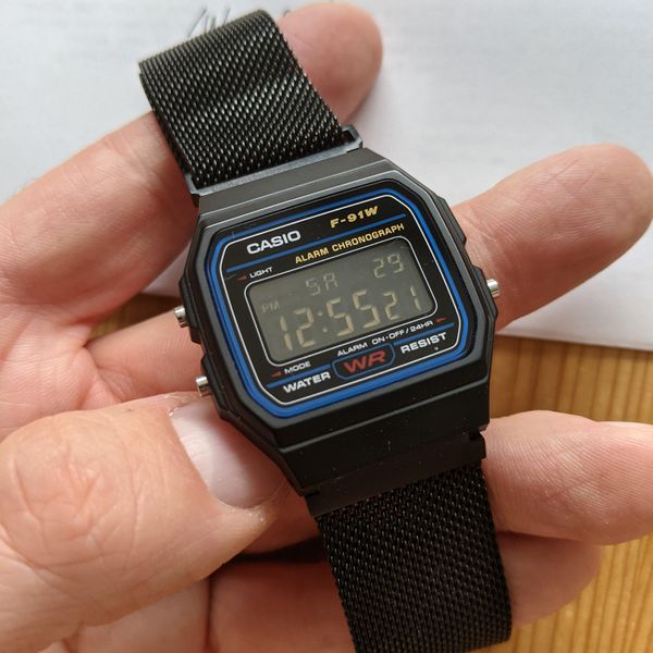 [WTS] Custom Modded Casio F91W - Blacked out Display + Metal Mesh ...