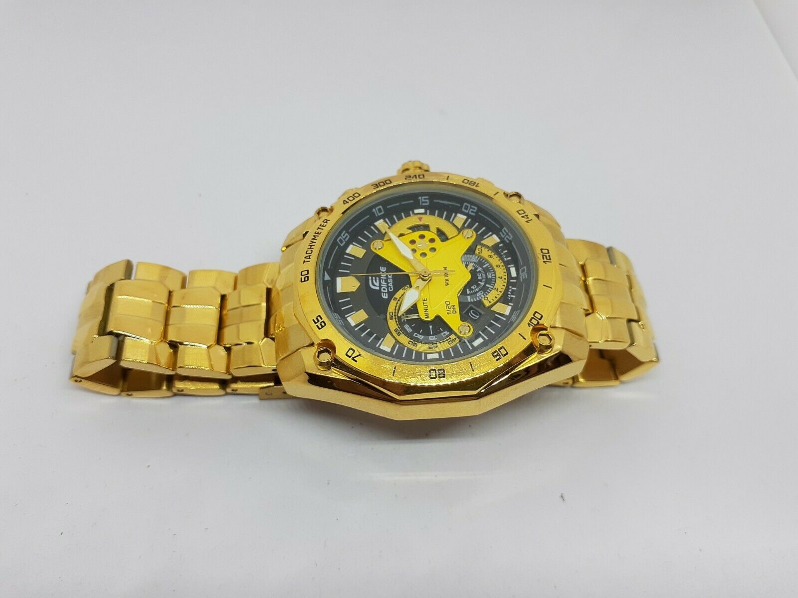 USED Vintage Men s CASIO EDIFICE EF 550 FULL GOLD CHRONOGRAPH Wrist Watch WatchCharts Marketplace