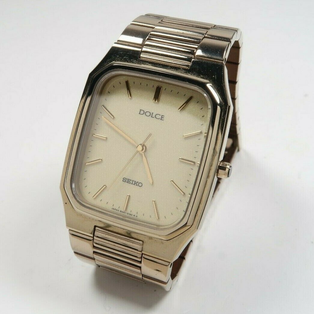 Vintage SEIKO QUARTZ DOLCE 8N41-5140 TUNGSTEN CARBIDE Watch JAPAN