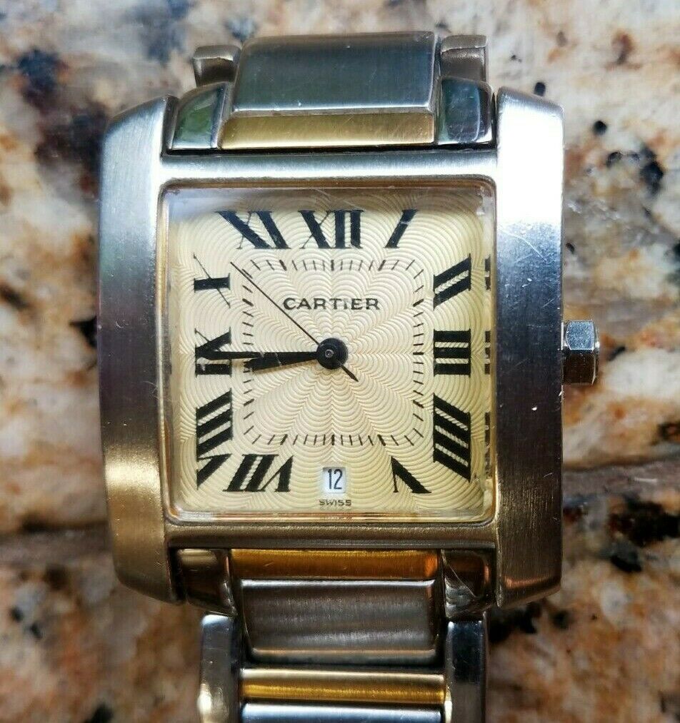 Cartier Tank Vintage Wristwatch Gold SS Quartz Paris 20 61323