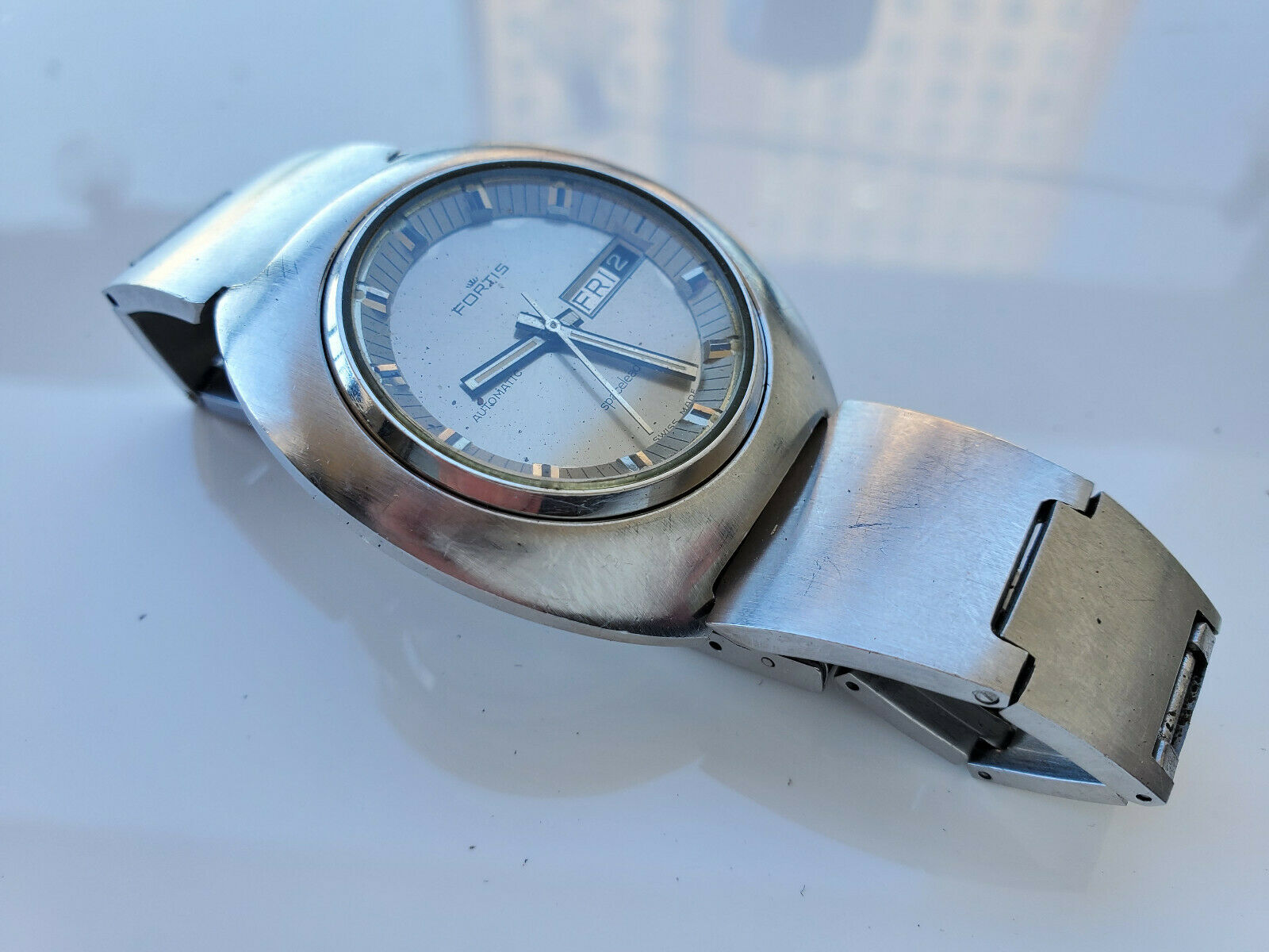 vintage Fortis Spaceleader watch Swiss Made ETA mvmt AS IS needs