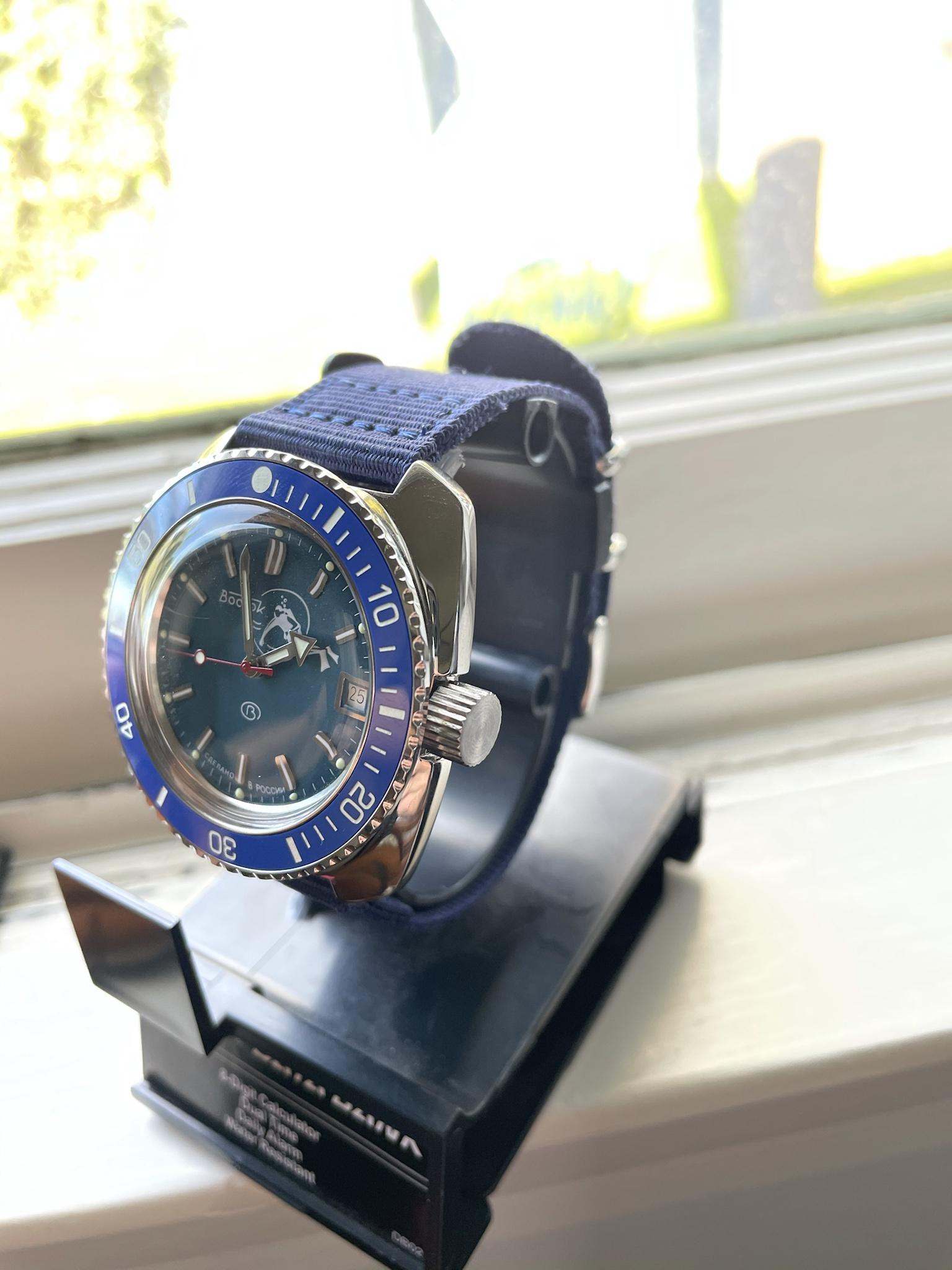 WTS Modded Vostok Amphibia with Blue Lumed Ceramic Bezel and