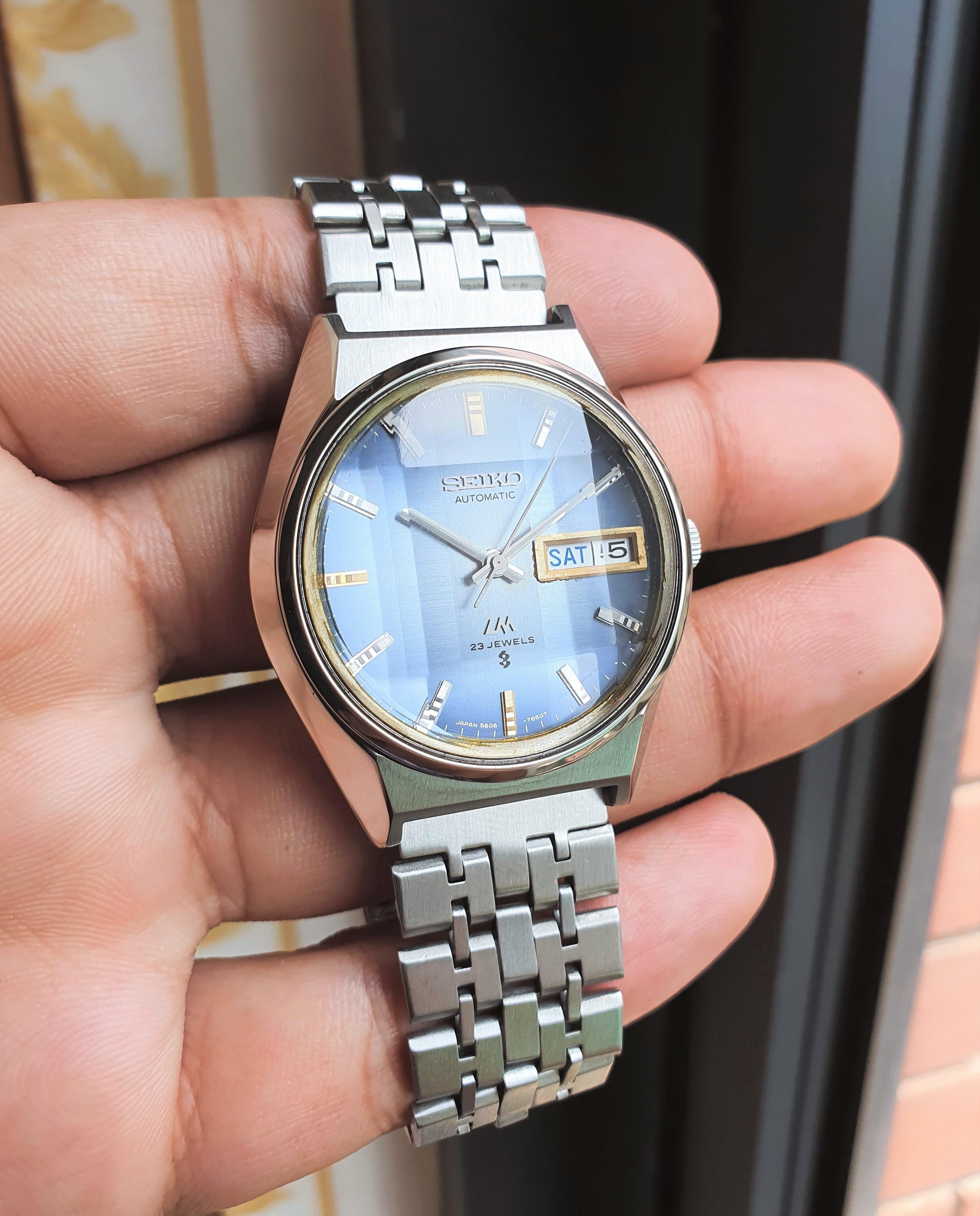 日本の世界遺産　四季の輝き WTS] Seiko Lord Matic Blue Linen Dial Year-1974 Vintage Watch $379