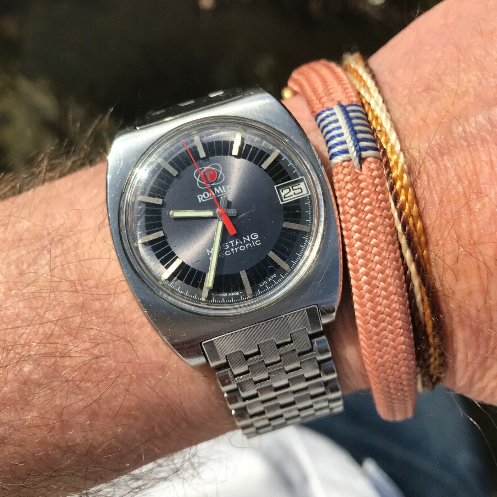ROAMER MUSTANG electronic メンズ電子腕時計 ジャンク Stunning vintage 1970's Roamer Mustang Electronic two tone grey