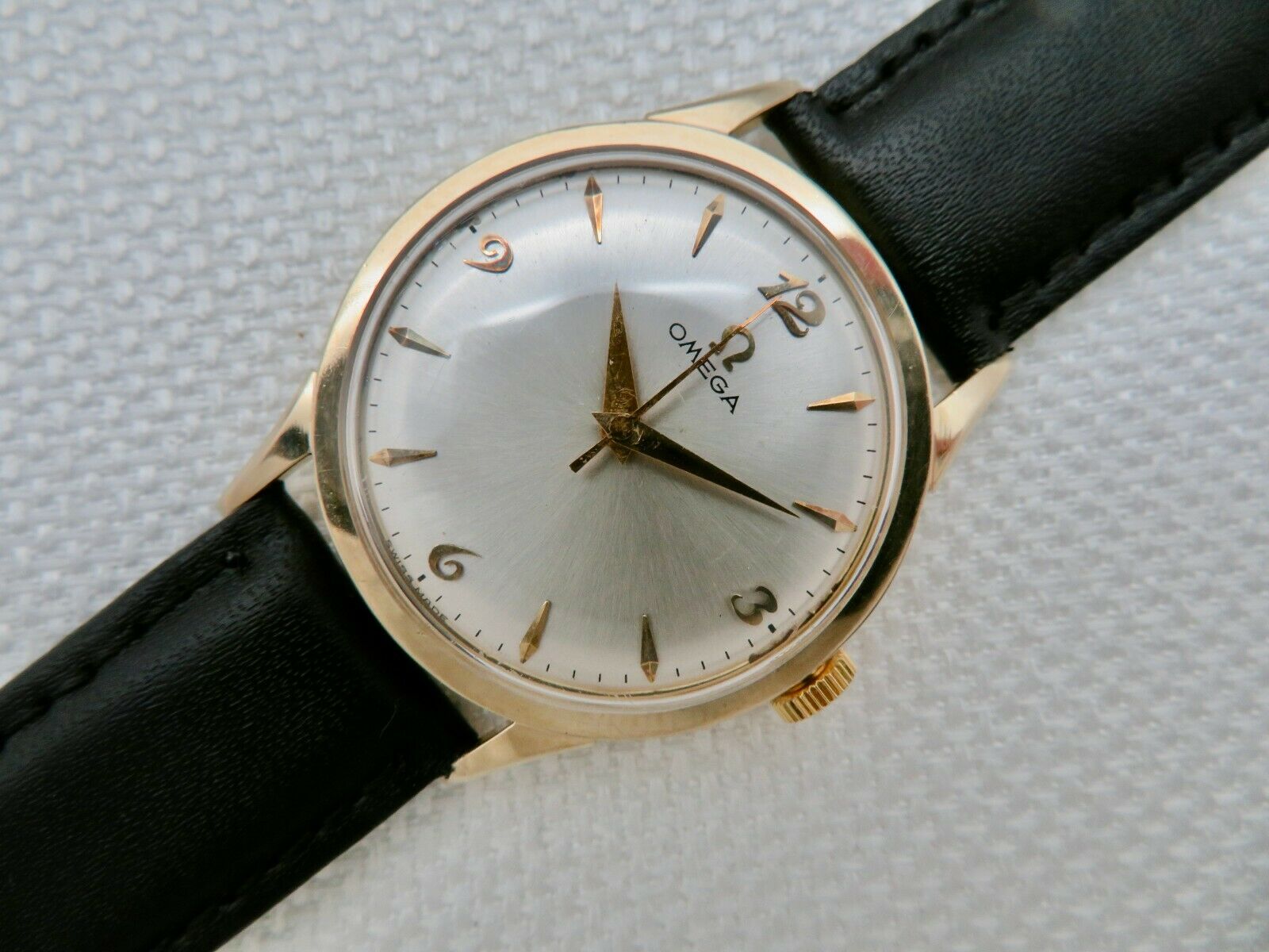 MENS VTG 1956 OMEGA 14K SOLID GOLD MANUAL WIND WRISTWATCH PX6553