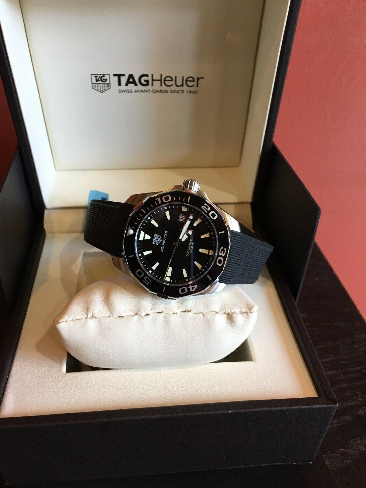 TAG HEUER AQUARACER 41mm (NEW) BLACK DIAL *RUBBER* WAY111A.FT6151 