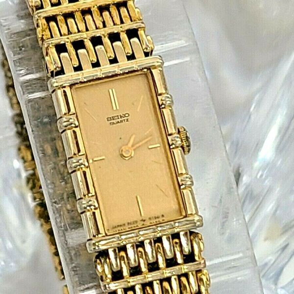 Vintage Seiko Gold-Tone 2E20-5070 Gold-Dial Dress Women's Watch