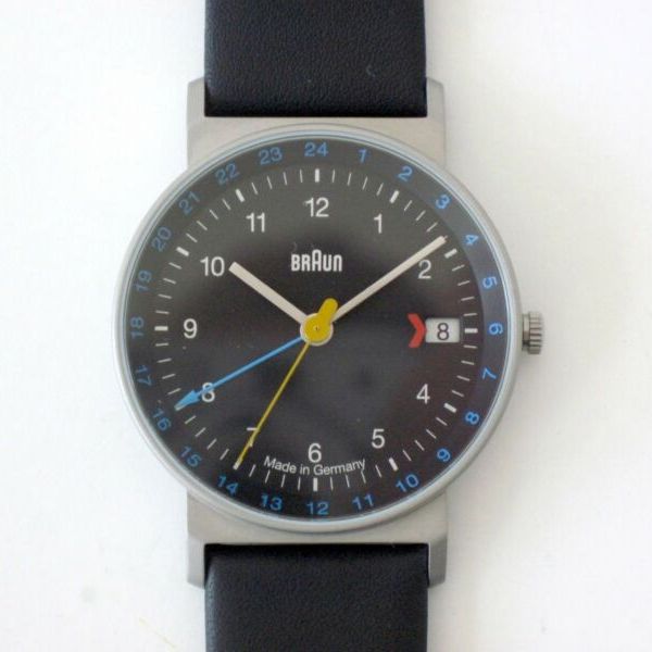 NOS BRAUN Quartz Wrist Watch 3814 AW 24 GMT Hartwein Germany