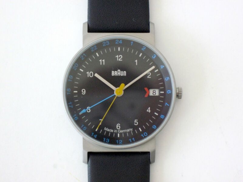 NOS BRAUN Quartz Wrist Watch 3814 AW 24 GMT Hartwein Germany