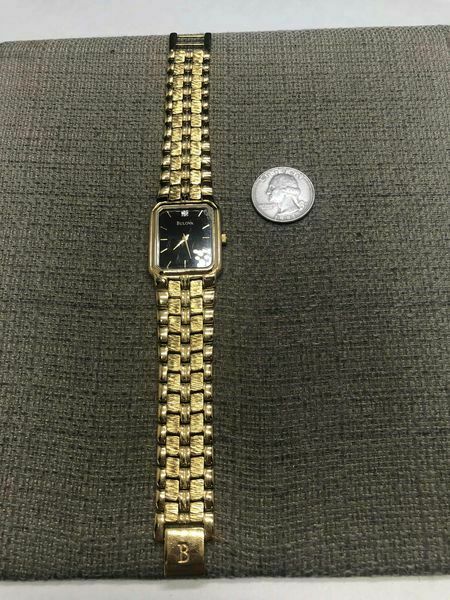 Bulova Quartz A1 Gold Plated Watch Diamond Stainless Steel Back Water ...