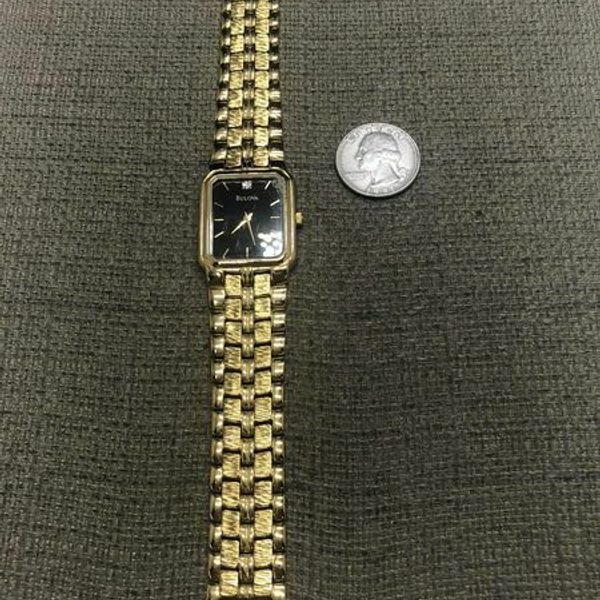 Bulova Quartz A1 Gold Plated Watch Diamond Stainless Steel Back Water