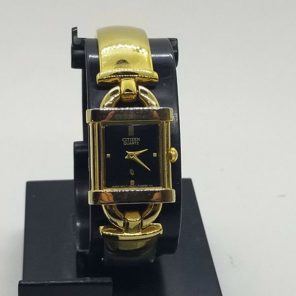 CITIZEN Quartz 5920S48465 Black Dial Gold Plated Ladies Watch RUNNING