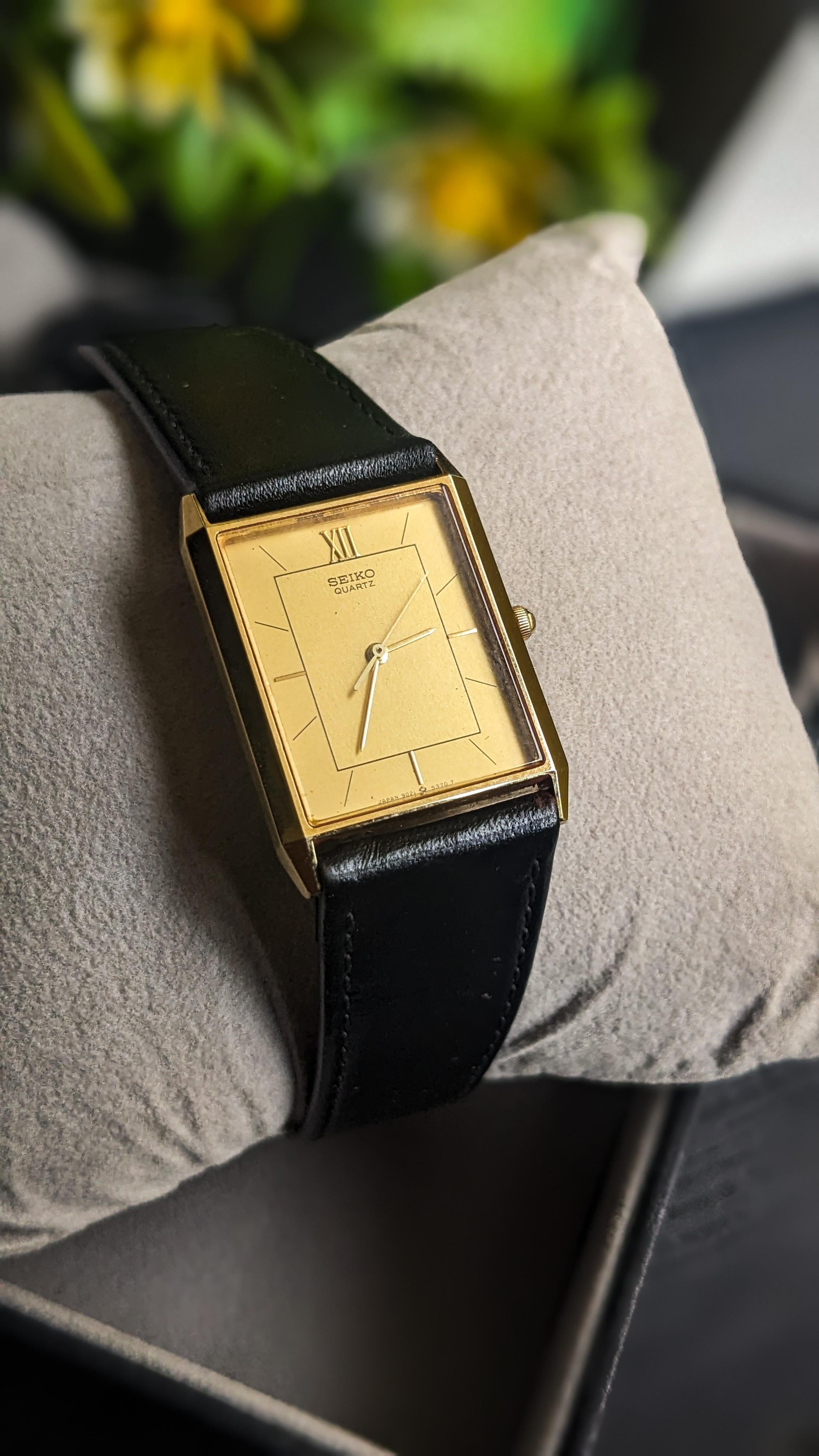 wts] 1986s Vintage Seiko Ceramic Case Nickel Alloy 9021-5290 Gold