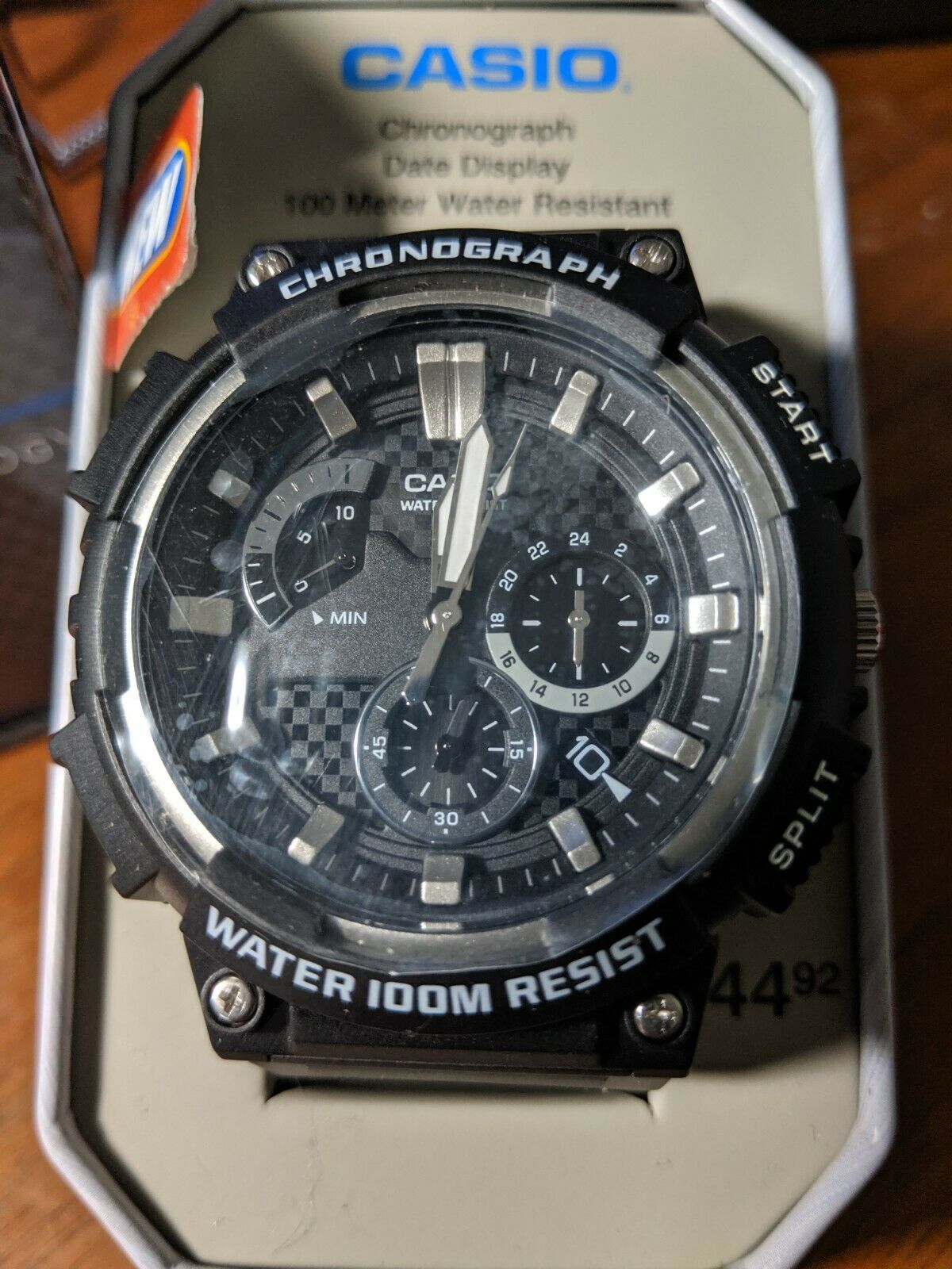 casio men's chronograph black resin strap watch