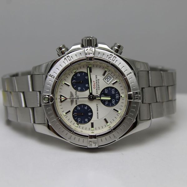 Breitling Silver/Cream Chrono Colt II A73380 41mm COSC Quartz ...