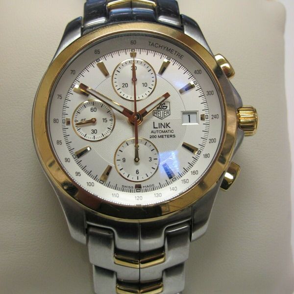 Tag Heuer Link Calibre 16 CJF2150 18Kt Gold & Stainless Steel Chronograph Watch WatchCharts