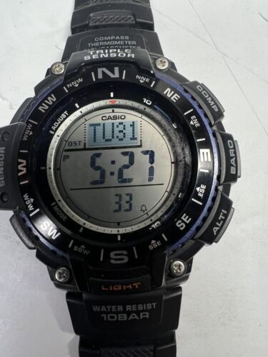 MENS CASIO SPORTS GEAR SGW 1000 TRIPLE SENSOR WATCH RUNNING 3439