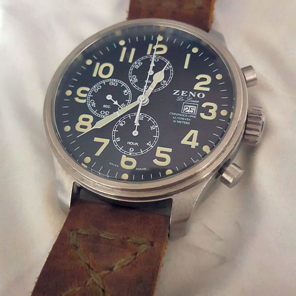 FSOT : Zeno De Luxe 7750 pilot Chrono relisted New Price | WatchCharts