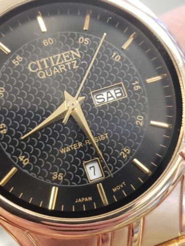 Vintage Citizen Quartz Mens Gold Tone Dress Watch New Battery