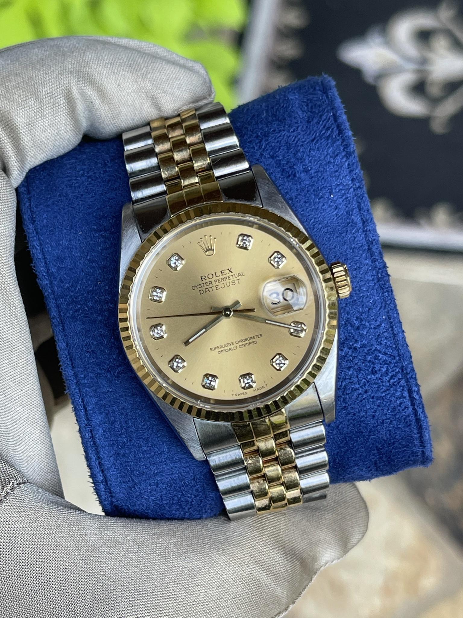 WTS 1995 Rolex DateJust Ref 16233 Factory Champagne Big Diamond