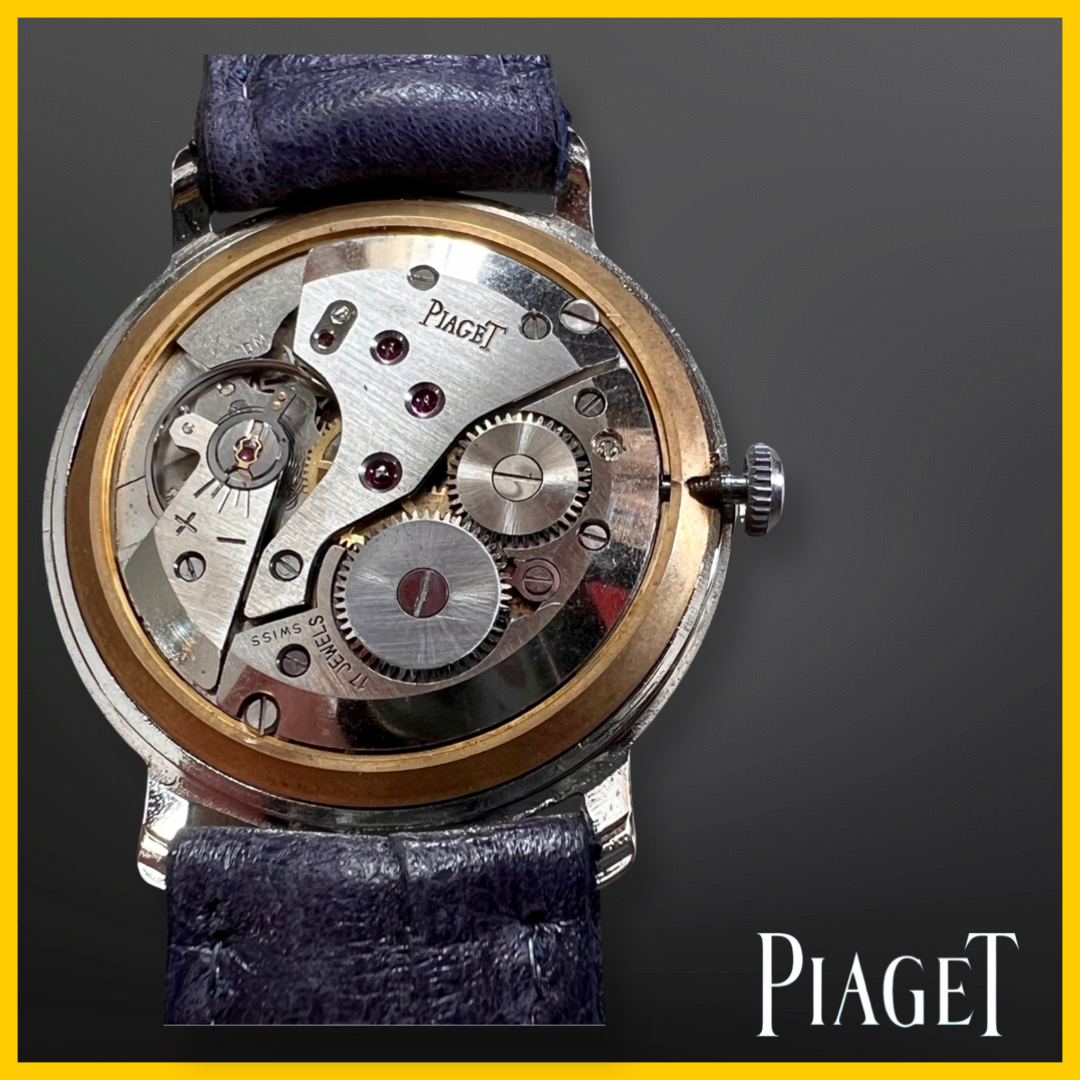 VTG PIAGET CLASSIC NICKEL PLATED CASE BLUE DIAL WORKING 1950