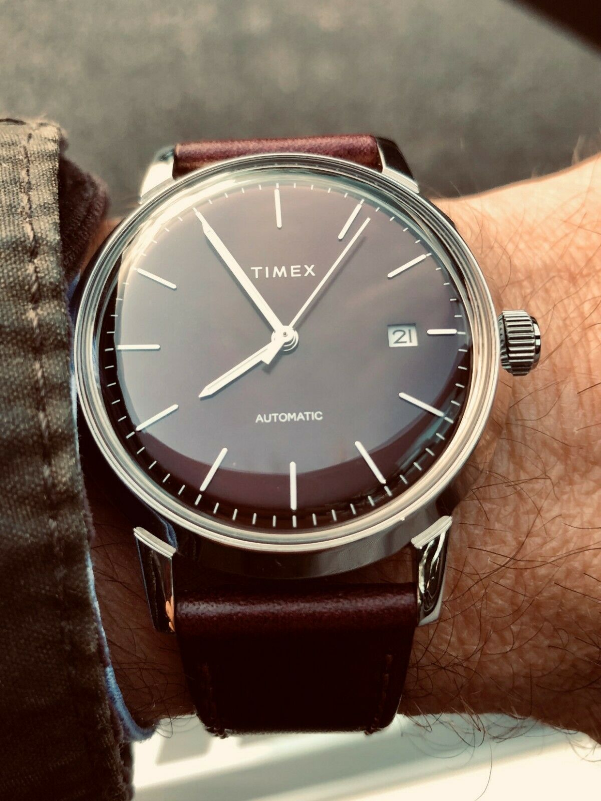 Timex marlin hot sale automatic burgundy