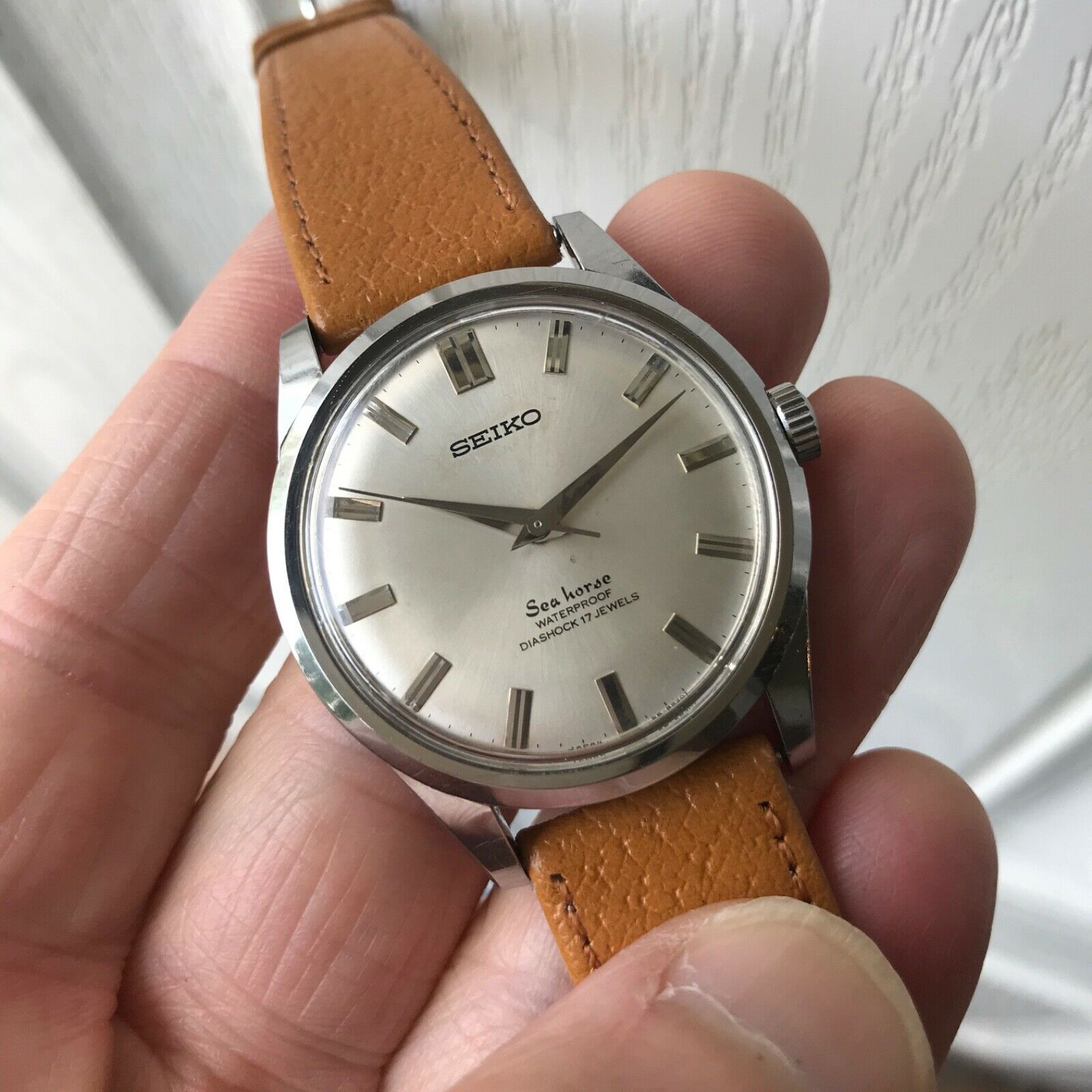 【S&H様】U.S.Aヴィンテージ SOCONY vintage Superb vintage 1960's Seiko 66-8980 Sea Horse 17J silver dial