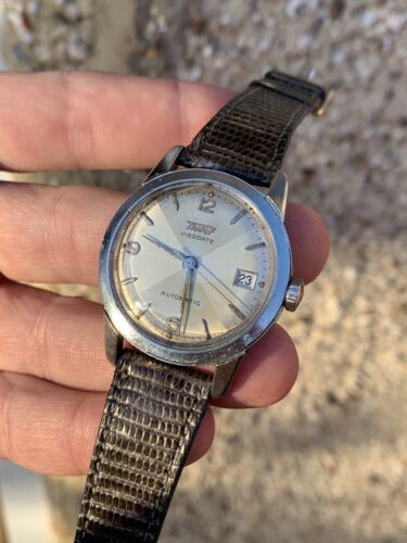 Vintage Tissot Harlequin dial mens watch steel swiss made