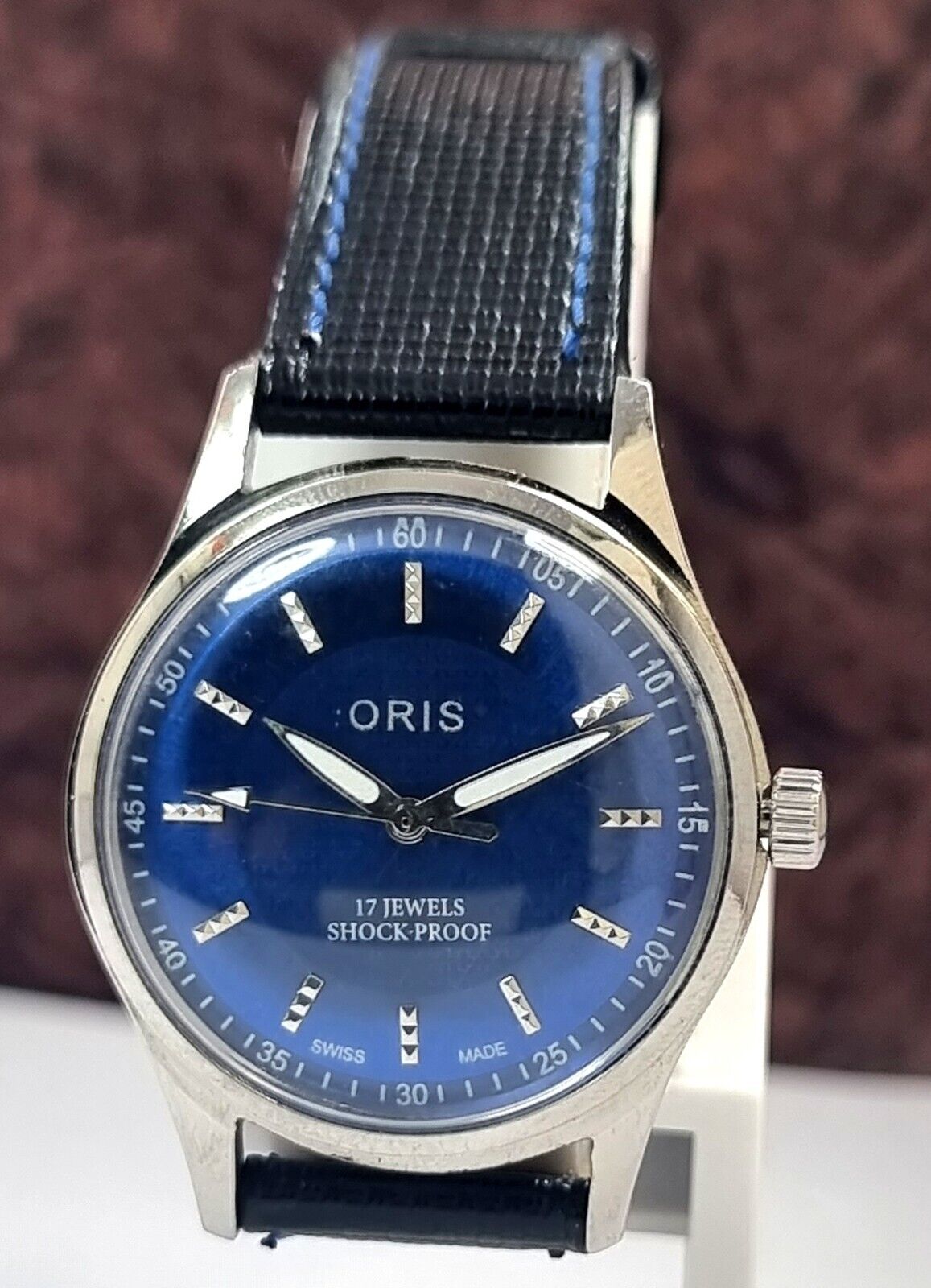 Vintage Oris Blue Dial ST 96 17 Jewels Swiss Made Mechanical Men s