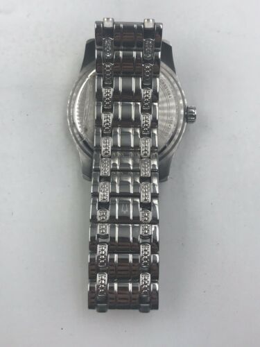 Mens Bulova Swarovski Crystal Stainless Steel Dress Watch C8331084