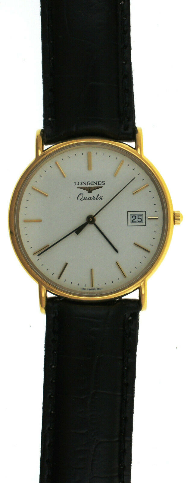 Longines Presence Gold Plated Date Quartz Slim 33mm Watch 156