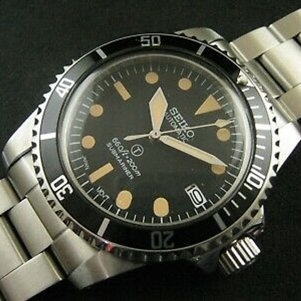 New Mod Aged SEIKO MilSub with Date Broad Arrow NH35 Water Proof A1 ...