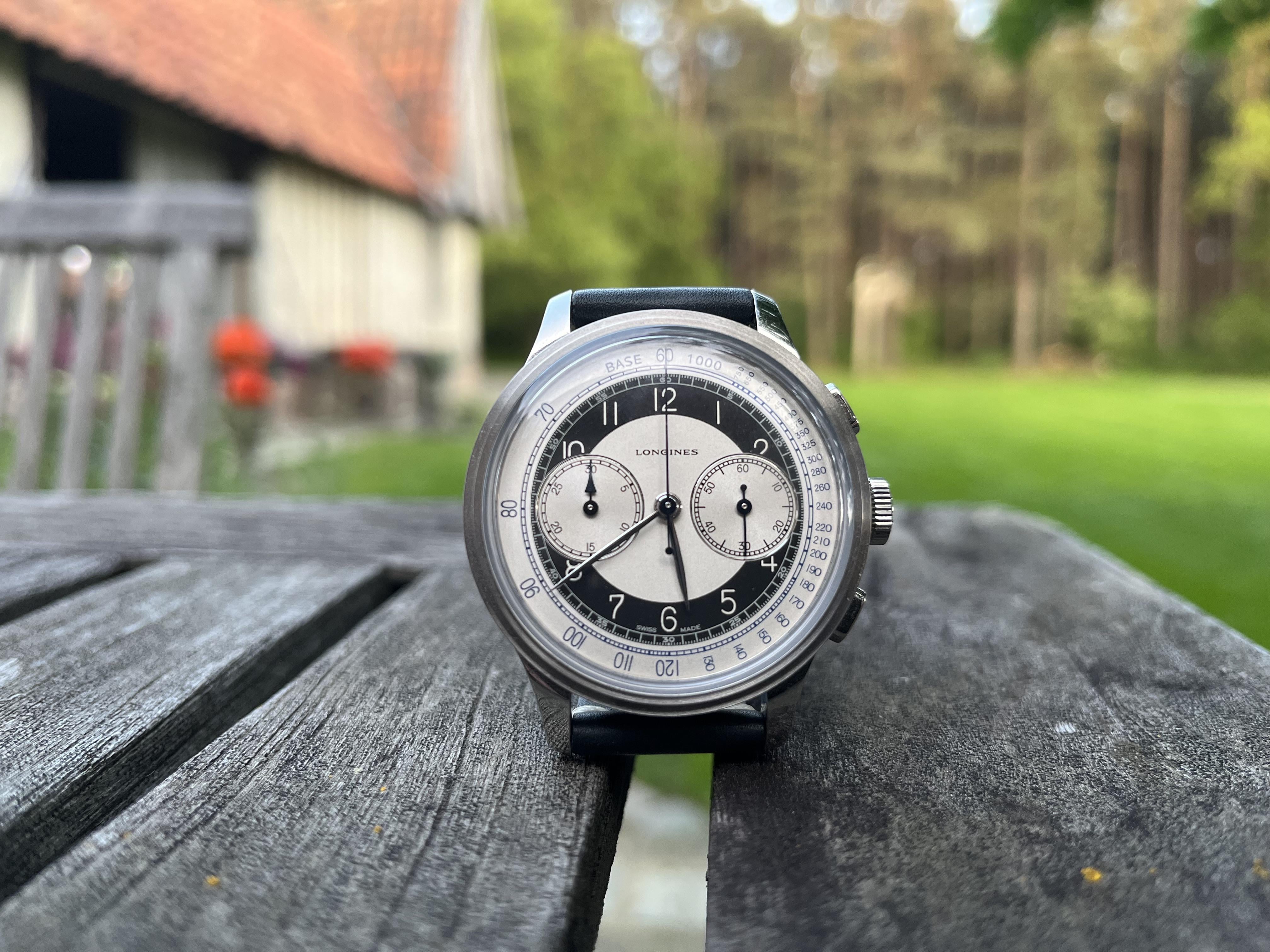 WTS Longines Heritage Classic Tuxedo Chronograph 1900 euro OBRO