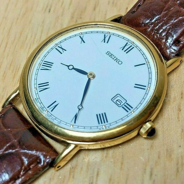Vintage Seiko 7N39-0A19 Men Gold Tone Analog Quartz Watch Hours~Date ...
