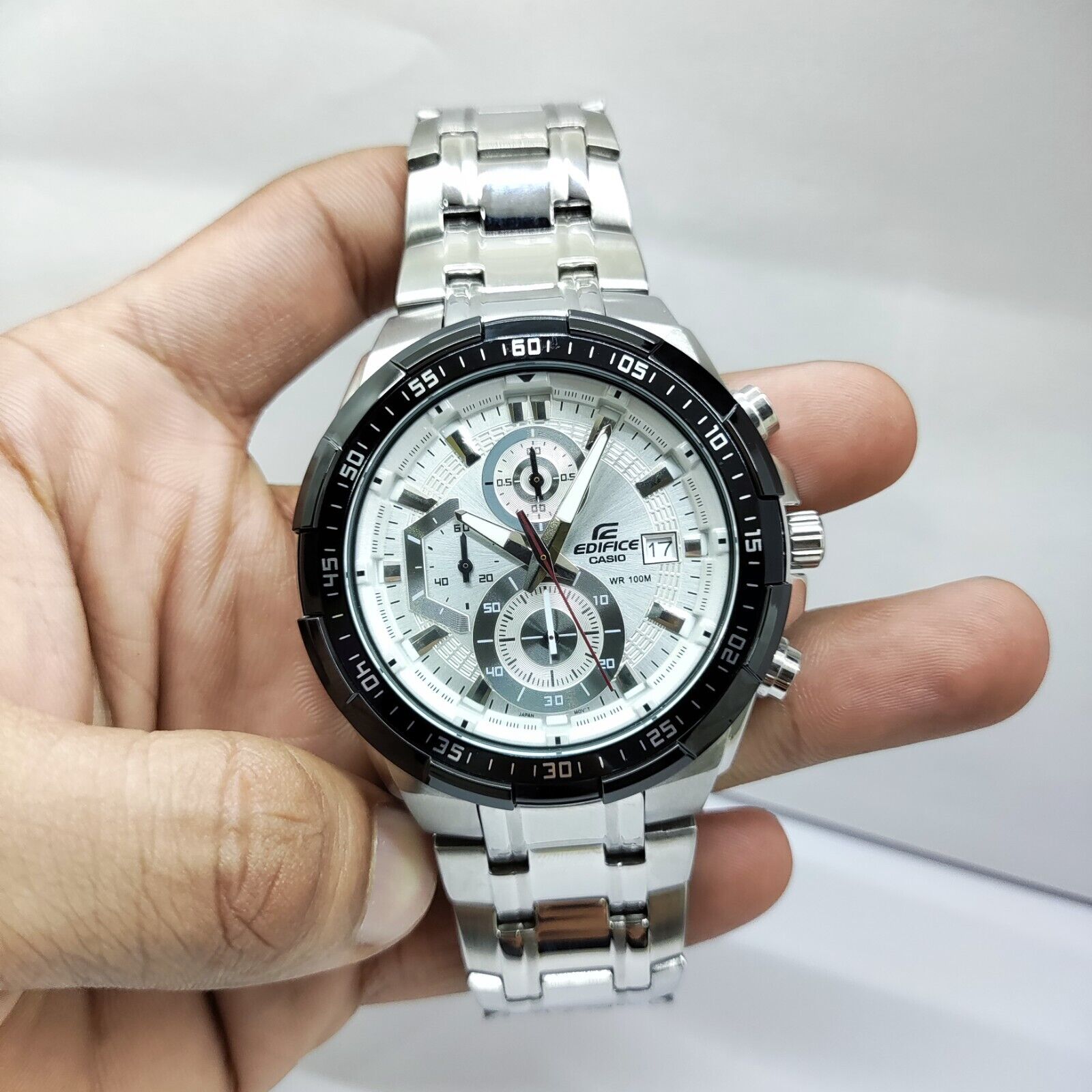 Casio Edifice EFR 539D 7AV Chronograph White Dial Stainless Steel Men s Watch WatchCharts Marketplace