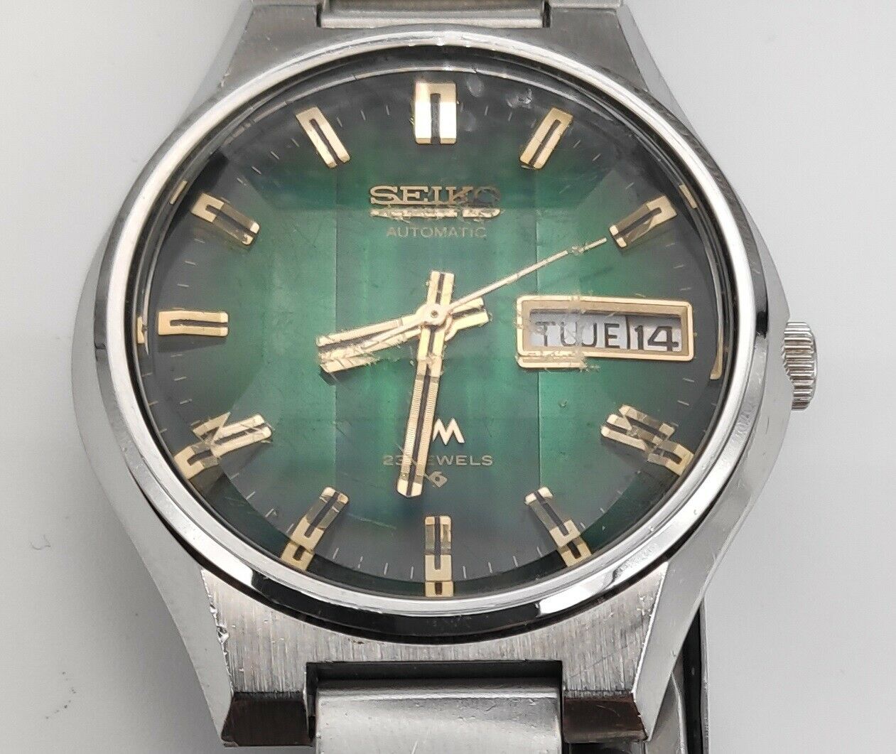 Seiko LM Lord Matic Day Date 23j Automatic Watch Green 5606-7351