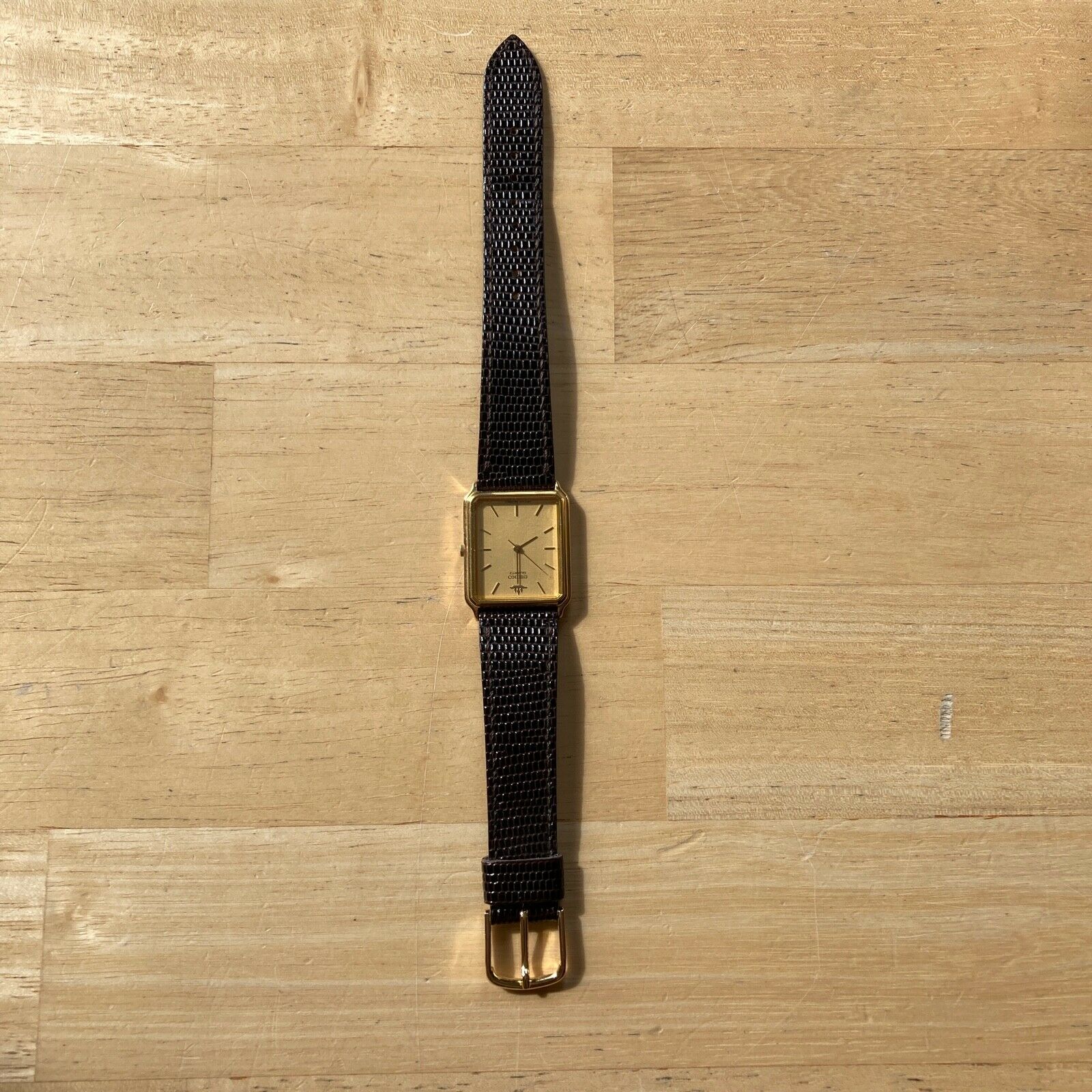 Vintage Seiko Rectangle Quartz Watch Leather Band 5Y31-5A30 Needs