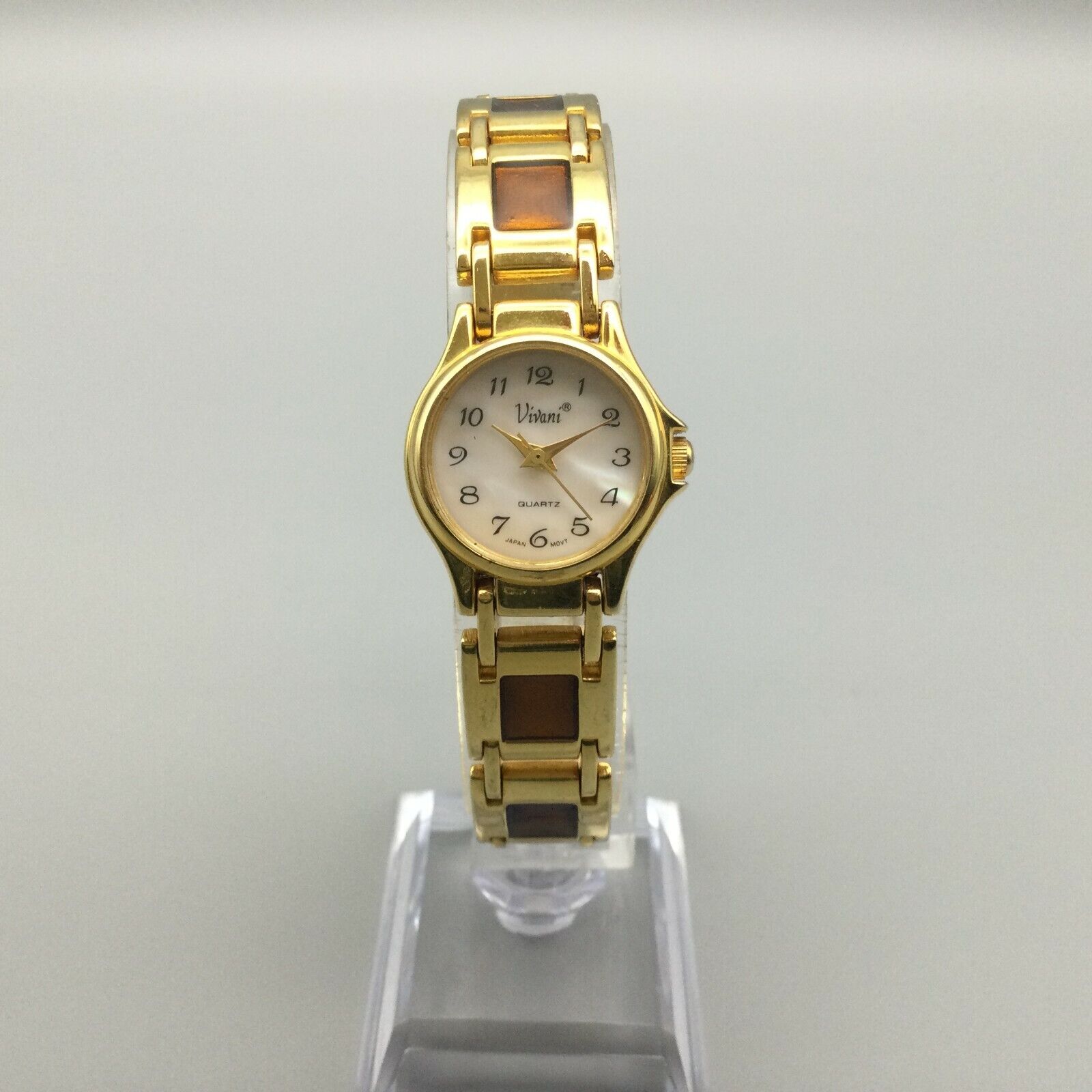 Vivani Watch Women Gold Tone Mother of Pearl Resin Inlay 