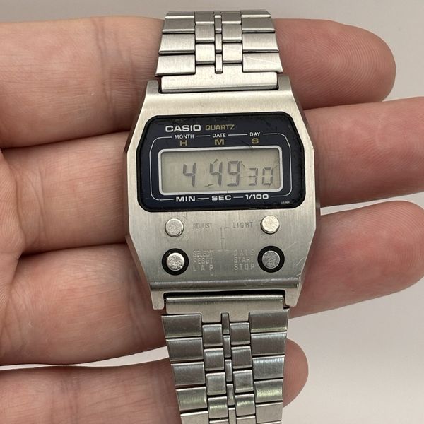 CASIO カシオ デジタル 52QS-14 動作未確認 Casio 52qs Vintage 1980s Casio 52QS-14 LCD Digital Stainless Steel
