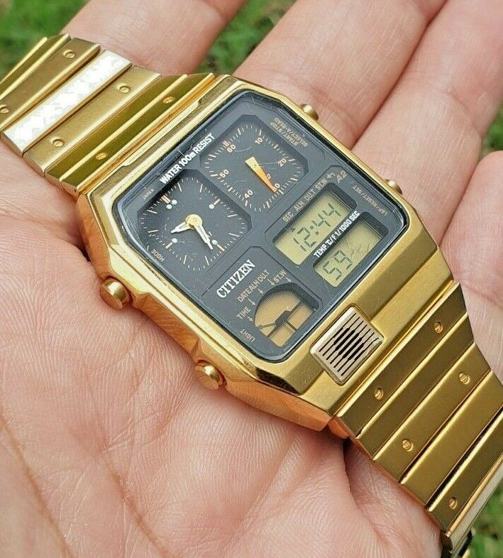 CITIZEN ANA-DIGI 8988 Q01920 STOP.W TEMP ALARM GOLD WR100M June 1972 Japan  Watch | WatchCharts Marketplace