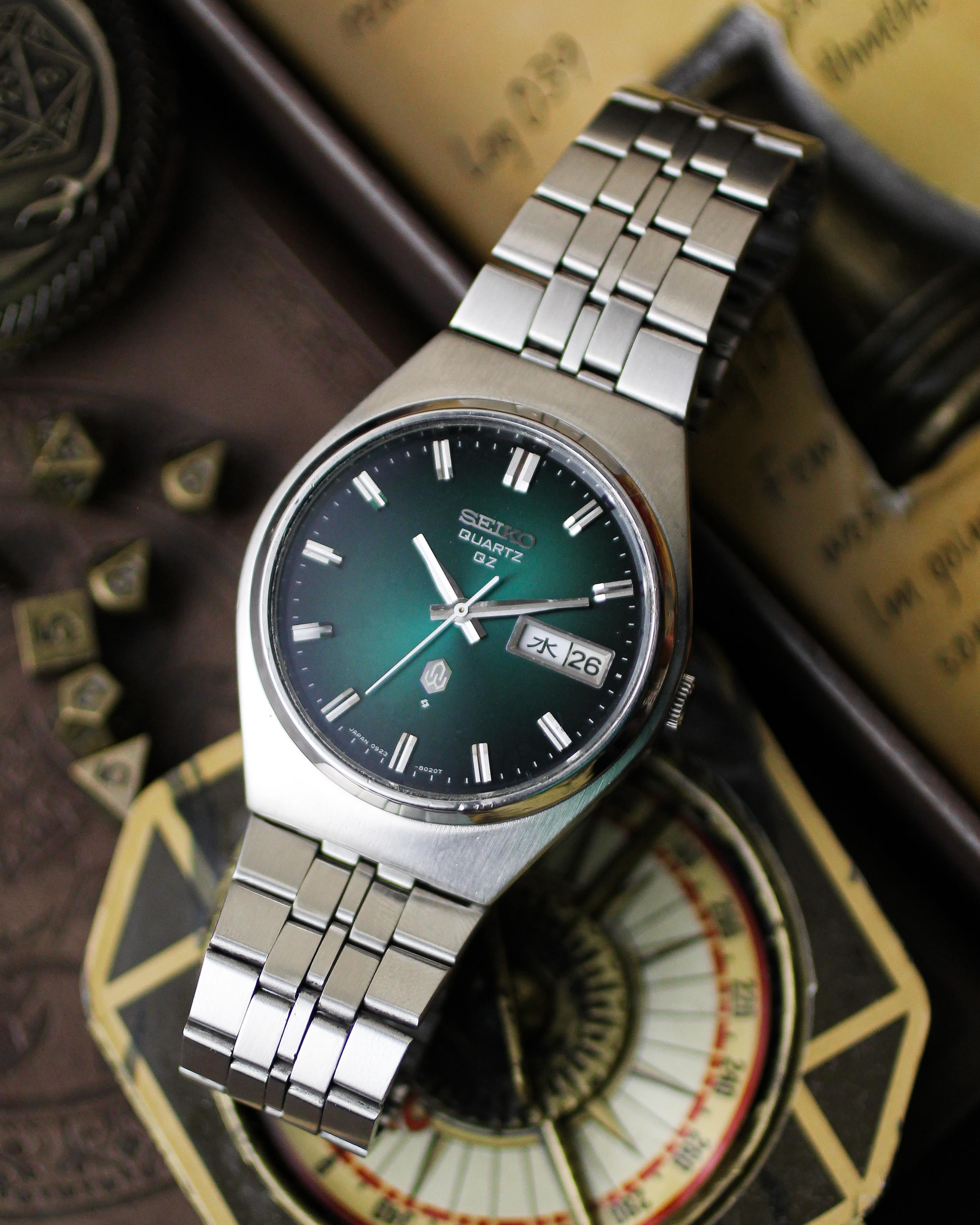 WTS] Seiko quartz QZ Fume green dial - 0923-8020 - Kanji + Eng day