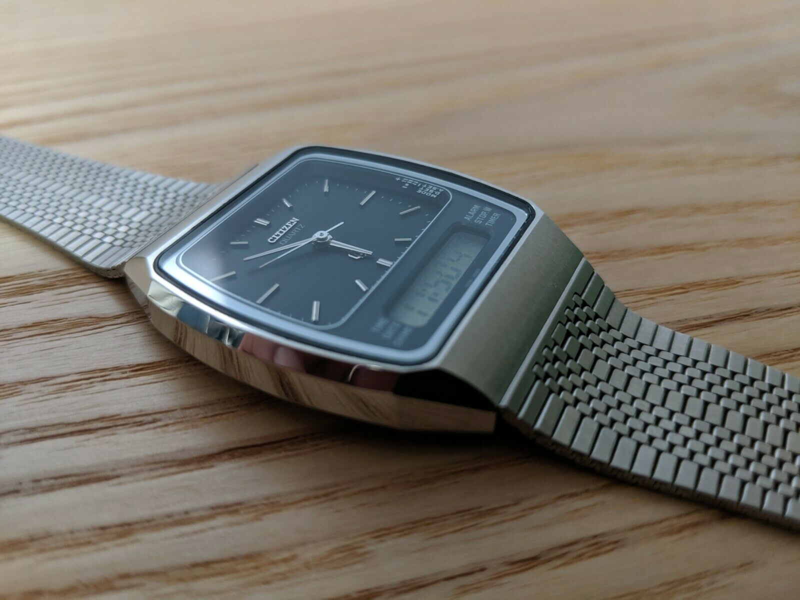 Vintage Citizen Ana Digi Dual Time 41-8013 Blue Dial Japan Digital