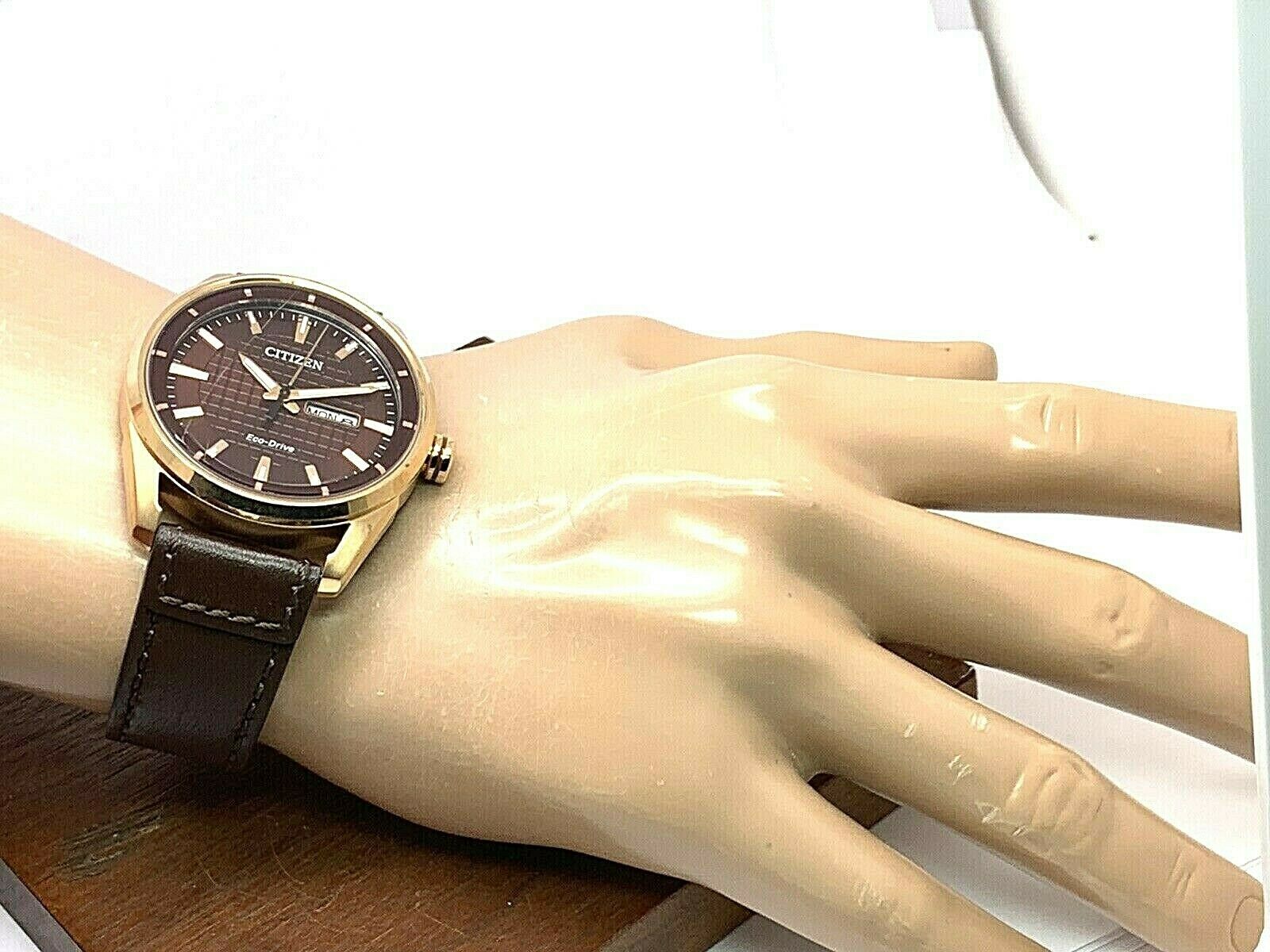 Citizen Mens Watch Eco-Drive AW0083-08X Brown Dial Leather Band