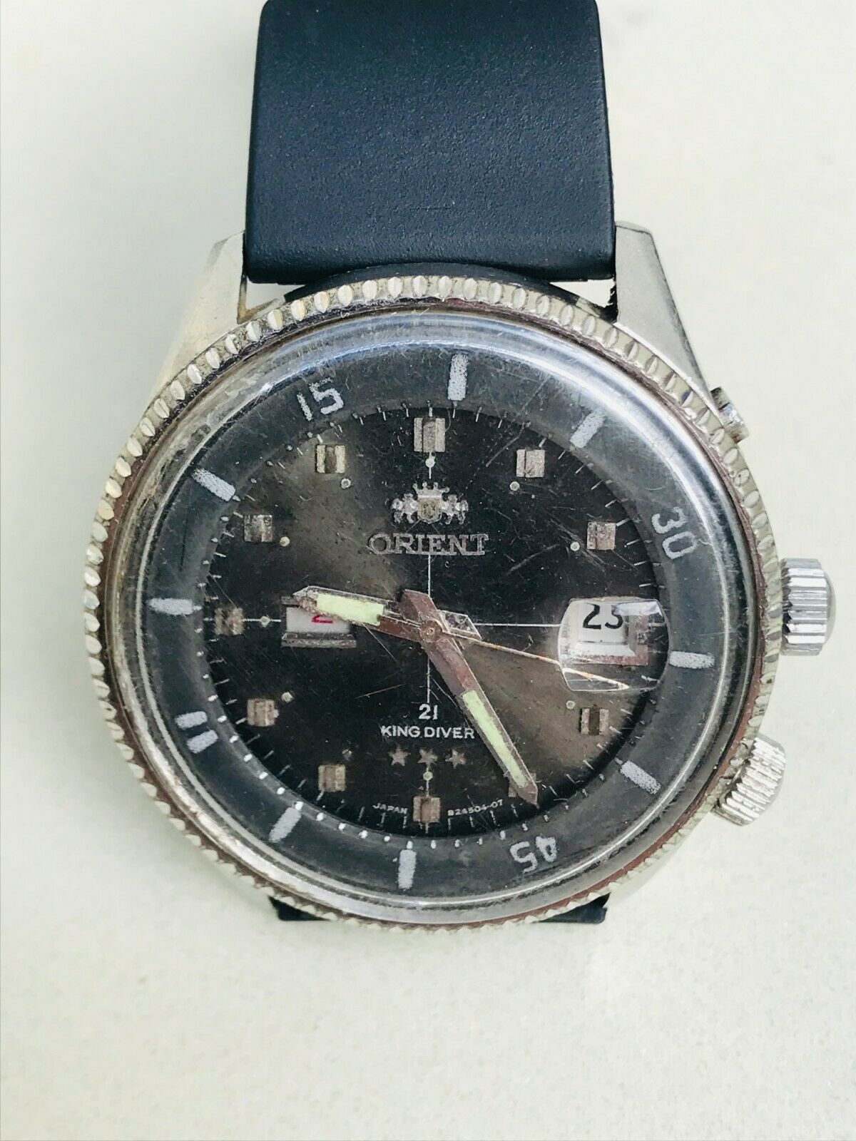 Orient King Diver 0104904E Day-Date 40M Black 21j Auto Men's SS