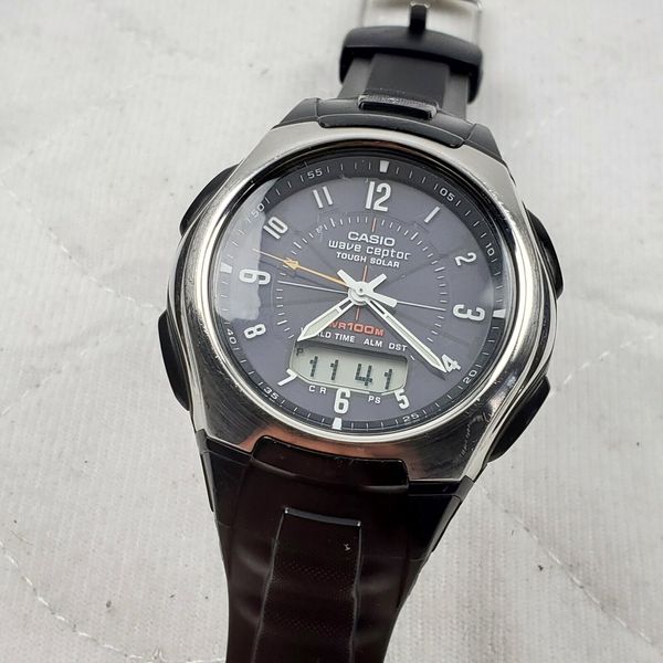 RARE VINTAGE CASIO WAVE CEPTOR WVA-430A WORLD TIME TOUGH SOLAR MEN'S ...